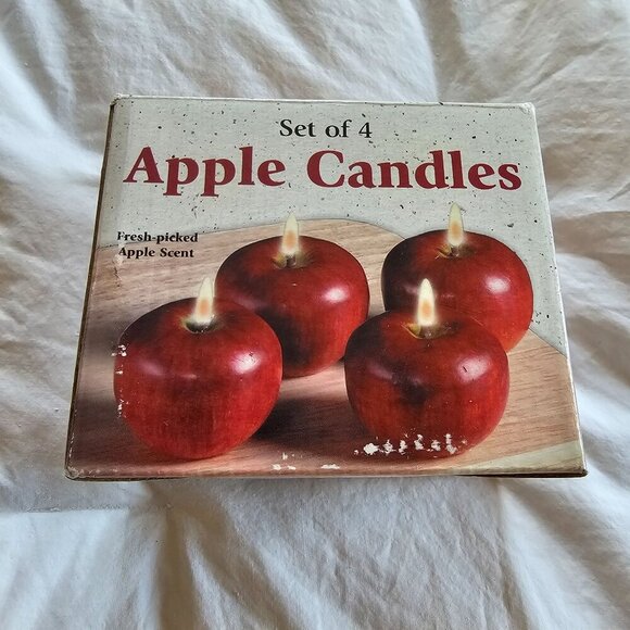 Vintage Apple-Shaped Candles, Set of 4, Individually Wrapped In Box - Picture 2 of 9